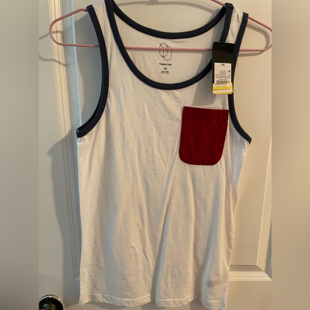 XS men’s tank top, color block